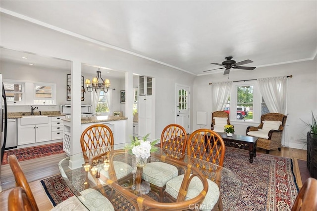 31462 La Matanza St, San Juan Capistrano, CA 92675 - dining area featuring wood finished floors, ceiling fan, and a chandelier