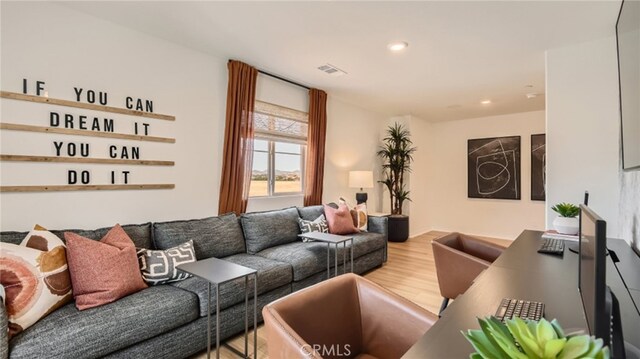 30025 Adrift Ln, Menifee, CA 92584 - living room featuring wood finished floors and recessed lighting