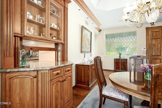 11616 E Las Posas Rd, Camarillo, CA 93012 - dining space featuring a chandelier and dark wood-type flooring