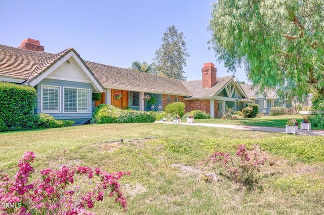 11616 E Las Posas Rd, Camarillo, CA 93012 - ranch-style house with a chimney and a front lawn