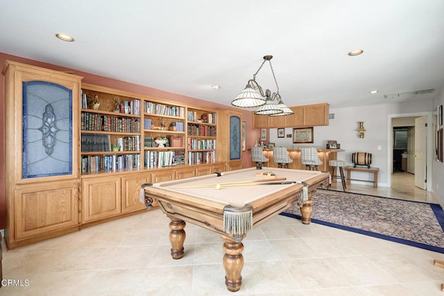 11616 E Las Posas Rd, Camarillo, CA 93012 - recreation room featuring billiards, recessed lighting, and light tile patterned flooring
