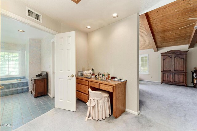 11616 E Las Posas Rd, Camarillo, CA 93012 - hallway with baseboards, recessed lighting, light carpet, and light tile patterned floors