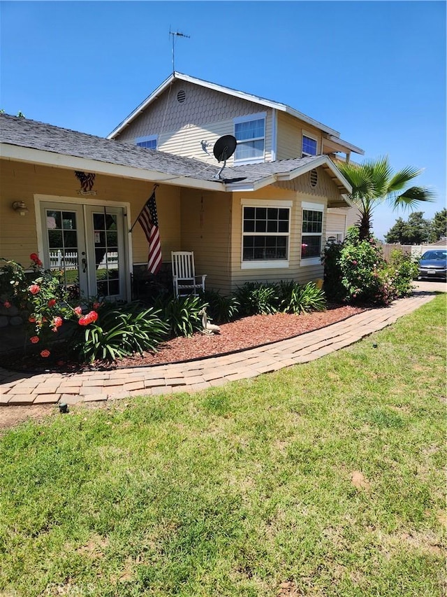 375 E County Line Rd, Calimesa, CA 92320 - view of front facade with a front yard and french doors