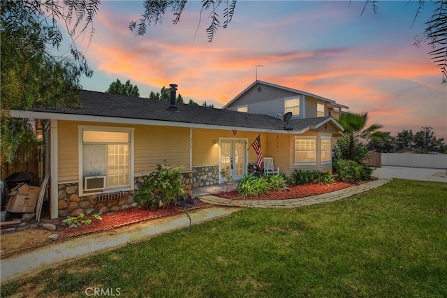 375 E County Line Rd, Calimesa, CA 92320 - view of front facade featuring stone siding and french doors