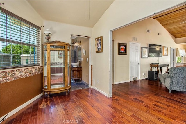 375 E County Line Rd, Calimesa, CA 92320 - interior space featuring vaulted ceiling, wood-type flooring, and healthy amount of natural light