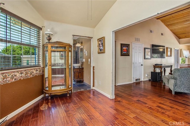 375 E County Line Rd, Calimesa, CA 92320 - interior space with hardwood / wood-style floors and vaulted ceiling