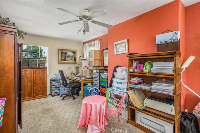 375 E County Line Rd, Calimesa, CA 92320 - carpeted office space with a ceiling fan and a textured wall