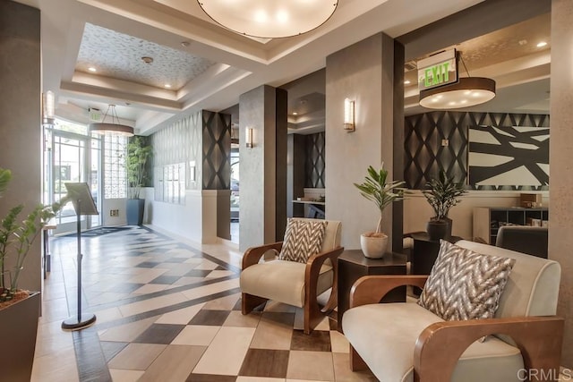 common area with recessed lighting