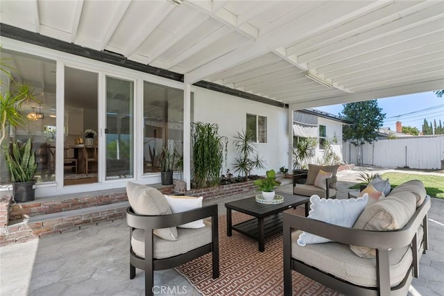 6454 Baird Ave, Reseda, CA 91335 - view of patio featuring an outdoor hangout area and fence