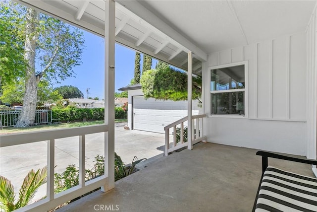 6454 Baird Ave, Reseda, CA 91335 - view of patio with fence, an outdoor structure, and a detached garage