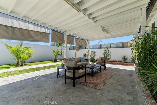 6454 Baird Ave, Reseda, CA 91335 - view of patio featuring a fenced backyard and an outdoor living space