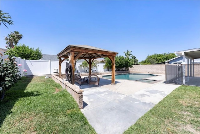 view of yard featuring a gazebo and a patio