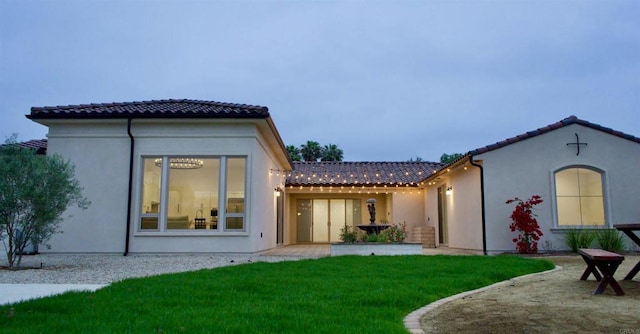 239 Futurity Ln, Fallbrook, CA 92028 - rear view of property featuring a tiled roof, a yard, and stucco siding