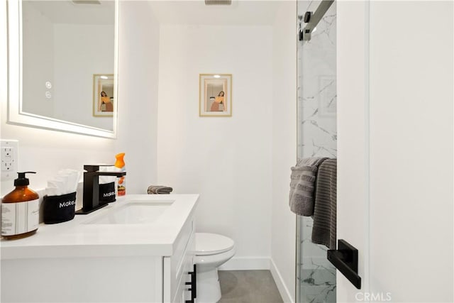 6916 Etiwanda Ave, Reseda, CA 91335 - full bath featuring baseboards, toilet, vanity, and a marble finish shower