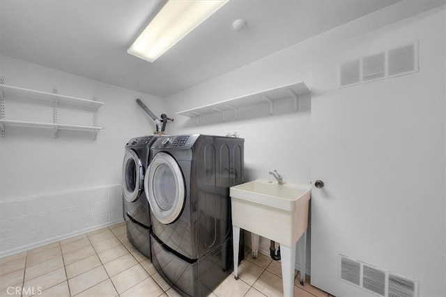 1006 Palm Ln, Redondo Beach, CA 90278 - laundry area featuring washing machine and clothes dryer and light tile patterned flooring