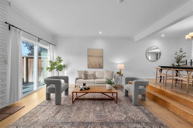 1006 Palm Ln, Redondo Beach, CA 90278 - living room with wood finished floors, crown molding, recessed lighting, and baseboards