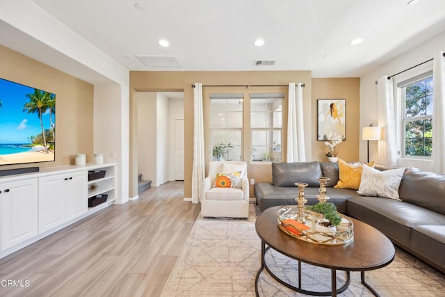 865 Orchid Way Unit A, Azusa, CA 91702 - living room featuring stairway, light wood-style floors, recessed lighting, and baseboards