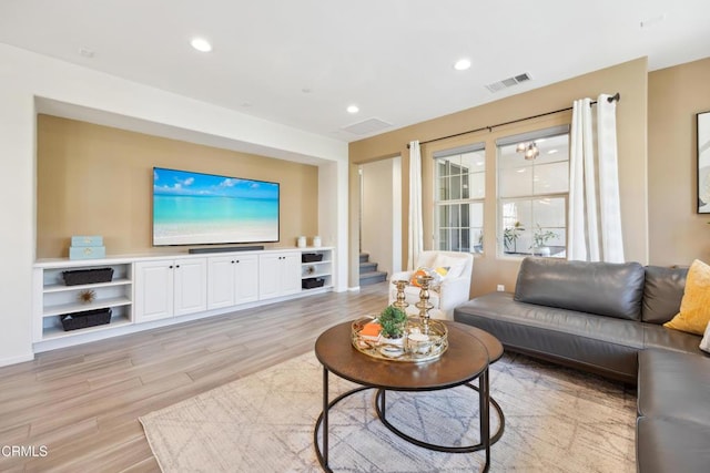 865 Orchid Way Unit A, Azusa, CA 91702 - living area featuring light wood finished floors, stairway, and recessed lighting