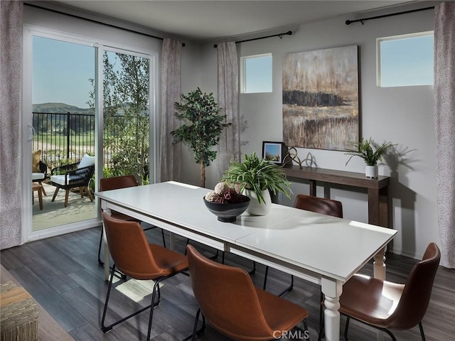 35221 Lopez Ln, Beaumont, CA 92223 - dining area with dark wood finished floors