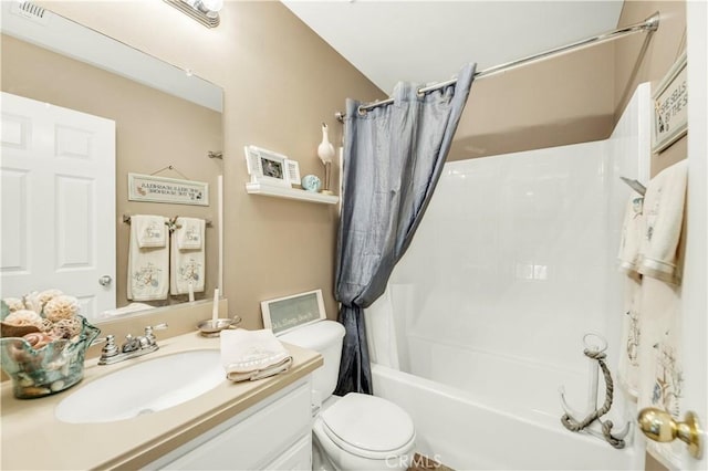 29288 Woodlea Ln, Menifee, CA 92584 - bathroom featuring toilet, shower / bath combination with curtain, and vanity