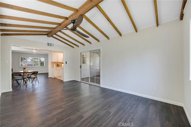 228 W Old Ml, Corona, CA 92882 - unfurnished living room with ceiling fan and dark wood-style flooring