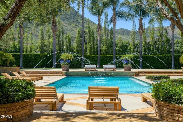 11113 Rocky High Rd, Santa Rosa, CA 93012 - outdoor pool featuring a mountain view, a patio, and grilling area