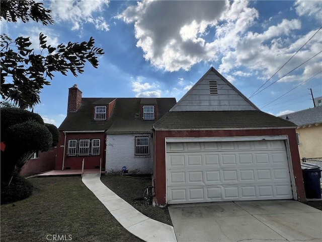 332 W Laurel, Compton, CA 90220 - view of front of house with a garage, a chimney, concrete driveway, and roof with shingles
