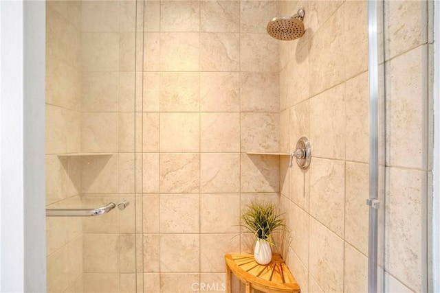bathroom featuring a stall shower