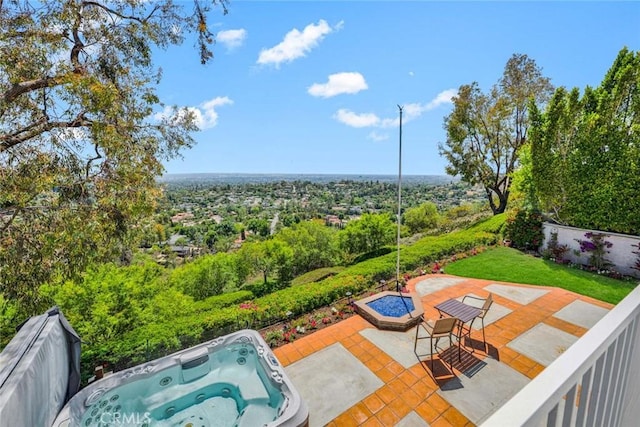 6142 E E W View Dr, Orange, CA 92869 - view of patio featuring a hot tub
