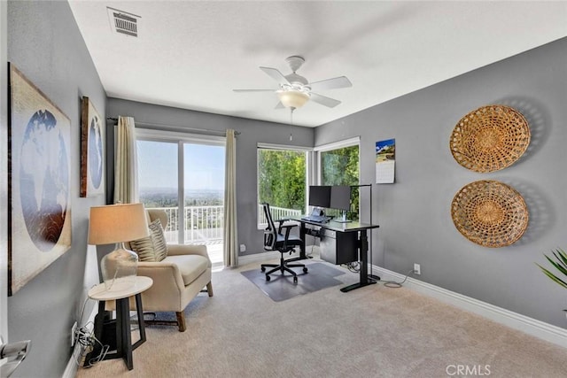 6142 E E W View Dr, Orange, CA 92869 - carpeted office space with baseboards and a ceiling fan