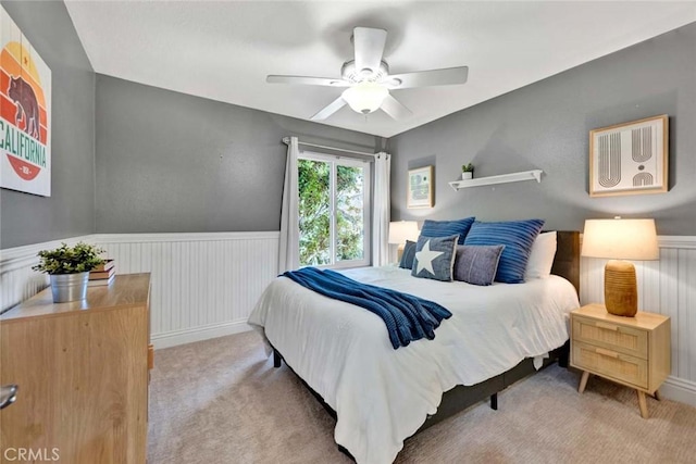 6142 E E W View Dr, Orange, CA 92869 - bedroom featuring wainscoting, carpet floors, and ceiling fan