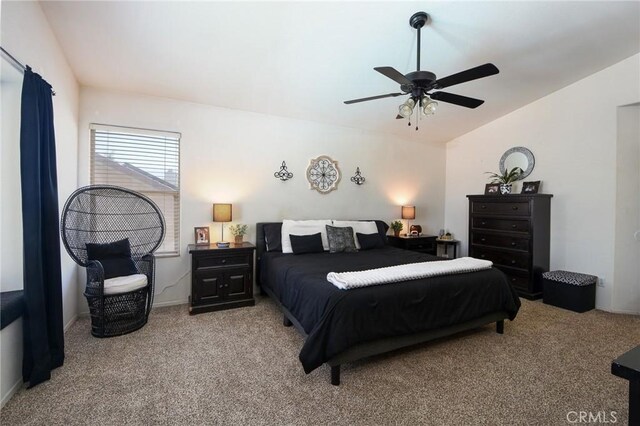 1065 Sycamore Ln, San Jacinto, CA 92582 - carpeted bedroom featuring lofted ceiling and ceiling fan