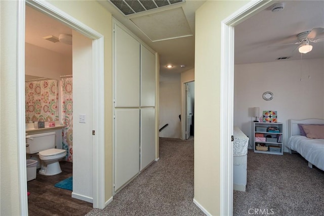 1065 Sycamore Ln, San Jacinto, CA 92582 - hall featuring carpet flooring and an upstairs landing
