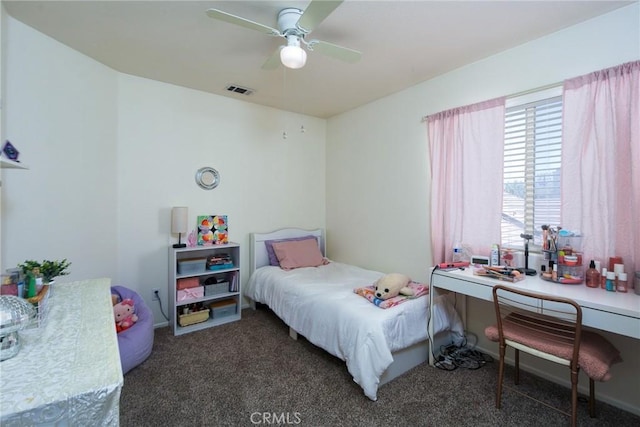 1065 Sycamore Ln, San Jacinto, CA 92582 - bedroom featuring carpet, an office area, and a ceiling fan