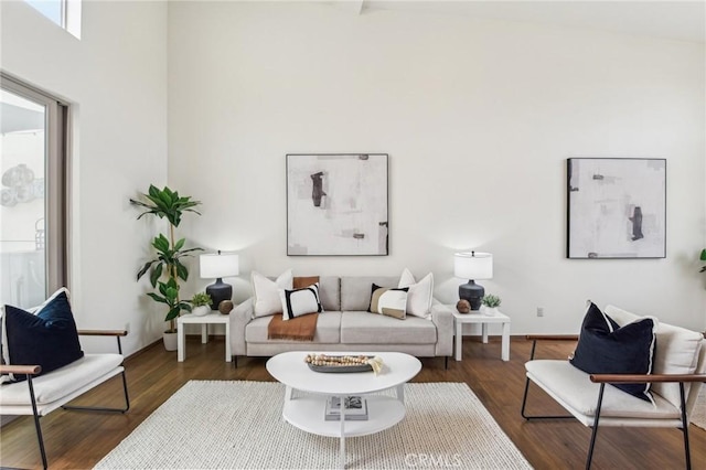 2205 Rockefeller Ln Unit B, Redondo Beach, CA 90278 - living area featuring wood finished floors and a towering ceiling
