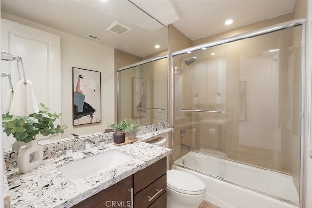 2205 Rockefeller Ln Unit B, Redondo Beach, CA 90278 - full bath with vanity, shower / bath combination with glass door, and recessed lighting