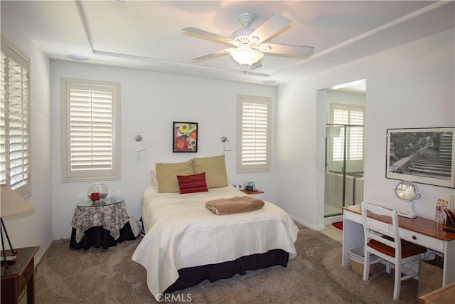 bedroom with carpet and ceiling fan