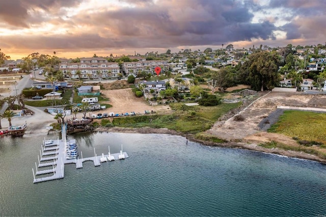 aerial view at dusk of a water view