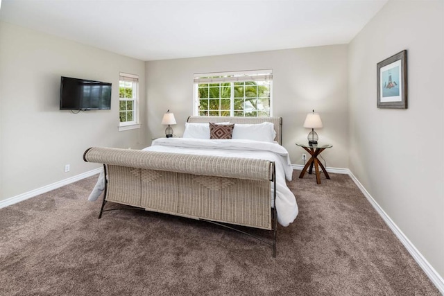 bedroom featuring carpet flooring and baseboards