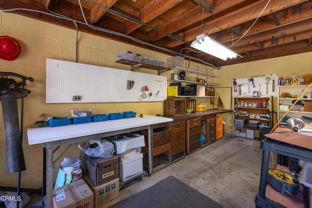 4129 Marmion Way, Los Angeles, CA 90065 - basement with a workshop area and concrete block wall