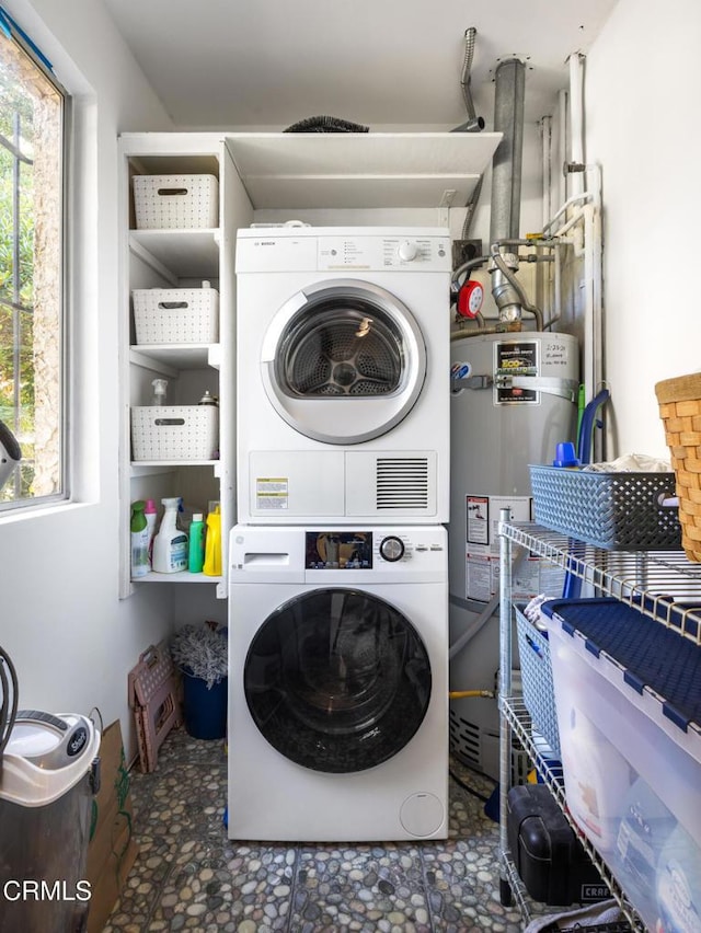 4129 Marmion Way, Los Angeles, CA 90065 - washroom with stacked washer and clothes dryer and plenty of natural light