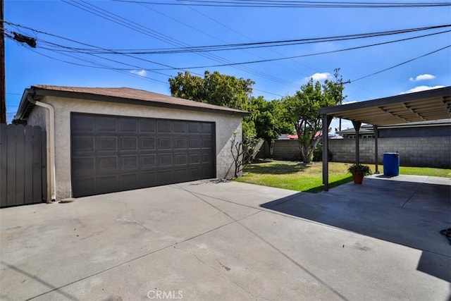 view of detached garage