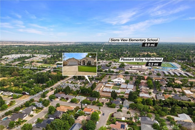 6 Vintage Ct, Chico, CA 95973 - aerial view of property's location with nearby suburban area and property parcel outlined