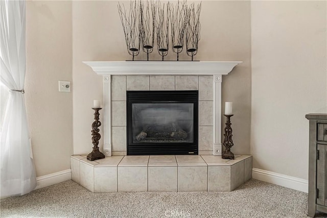 6 Vintage Ct, Chico, CA 95973 - detailed view of a tiled fireplace and carpet flooring