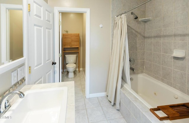 385 Spruce Dr, Lake Arrowhead, CA 92352 - bathroom with tiled shower / bath and tile patterned flooring
