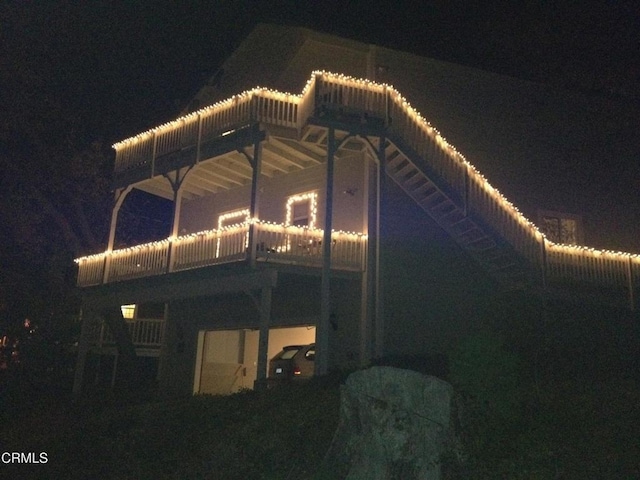385 Spruce Dr, Lake Arrowhead, CA 92352 - view of back of house at twilight