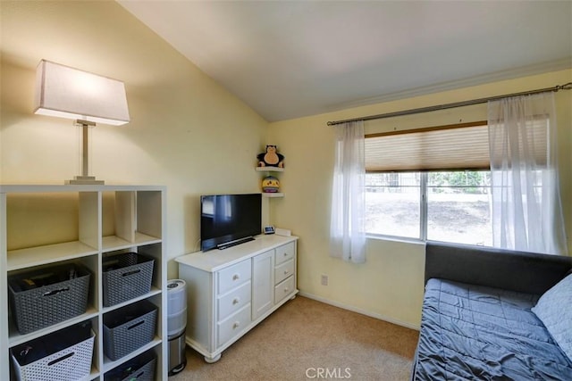2643 Dietrich Dr, Tustin, CA 92782 - bedroom featuring lofted ceiling, light colored carpet, and baseboards