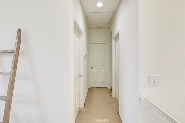 2643 Dietrich Dr, Tustin, CA 92782 - hallway featuring attic access and light colored carpet
