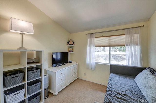 2643 Dietrich Dr, Tustin, CA 92782 - living room with lofted ceiling, light carpet, and baseboards