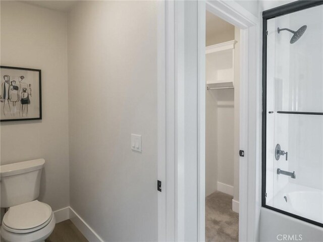 619 E Walnut, Monrovia, CA 91016 - full bath featuring baseboards, toilet, and shower / bathtub combination
